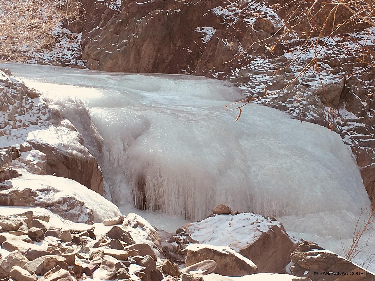 Frozen stream that we were contemplating to cross