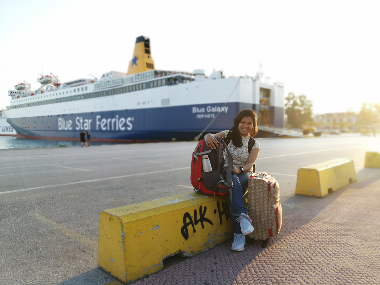 All set to board our ferry from Athens to Crete.