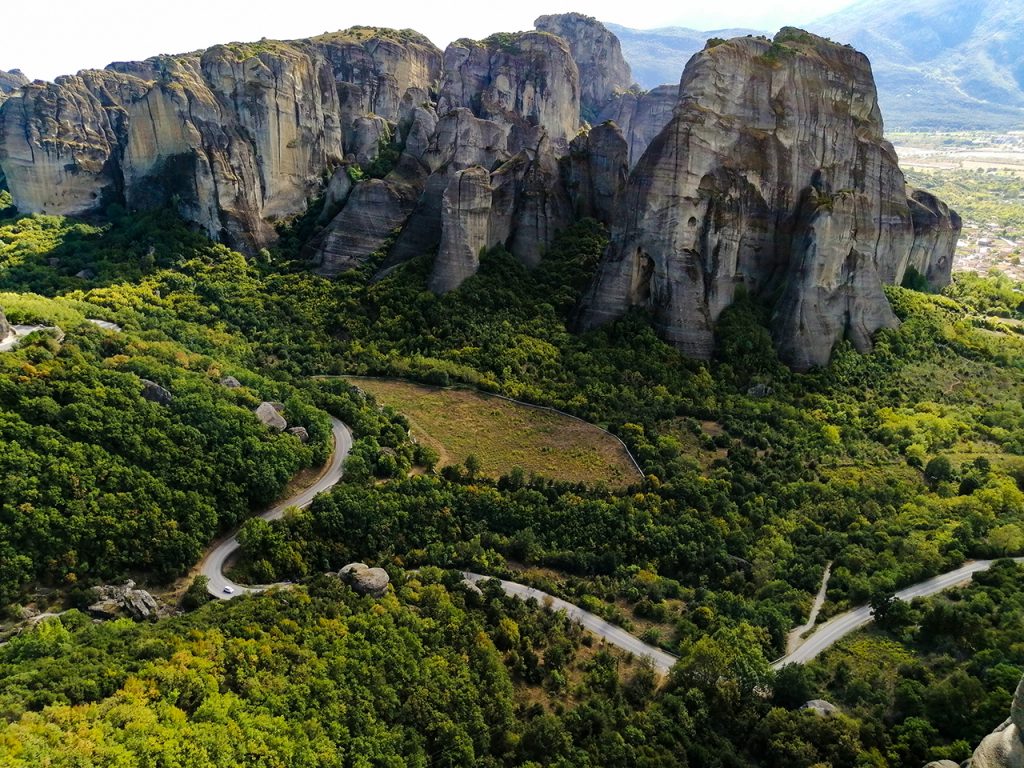 Curves of the road leading to the monasteries from Kalambaka