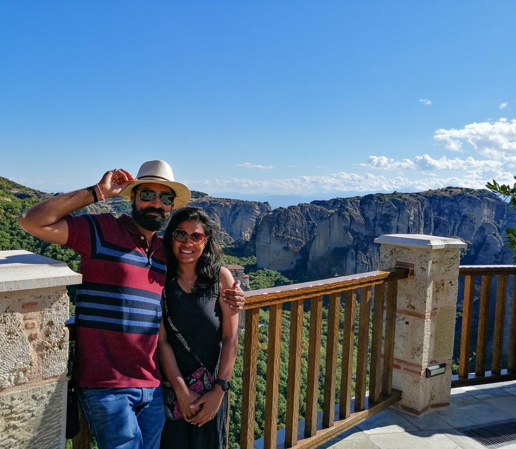 The two of us amidst the beautiful meteora landscape