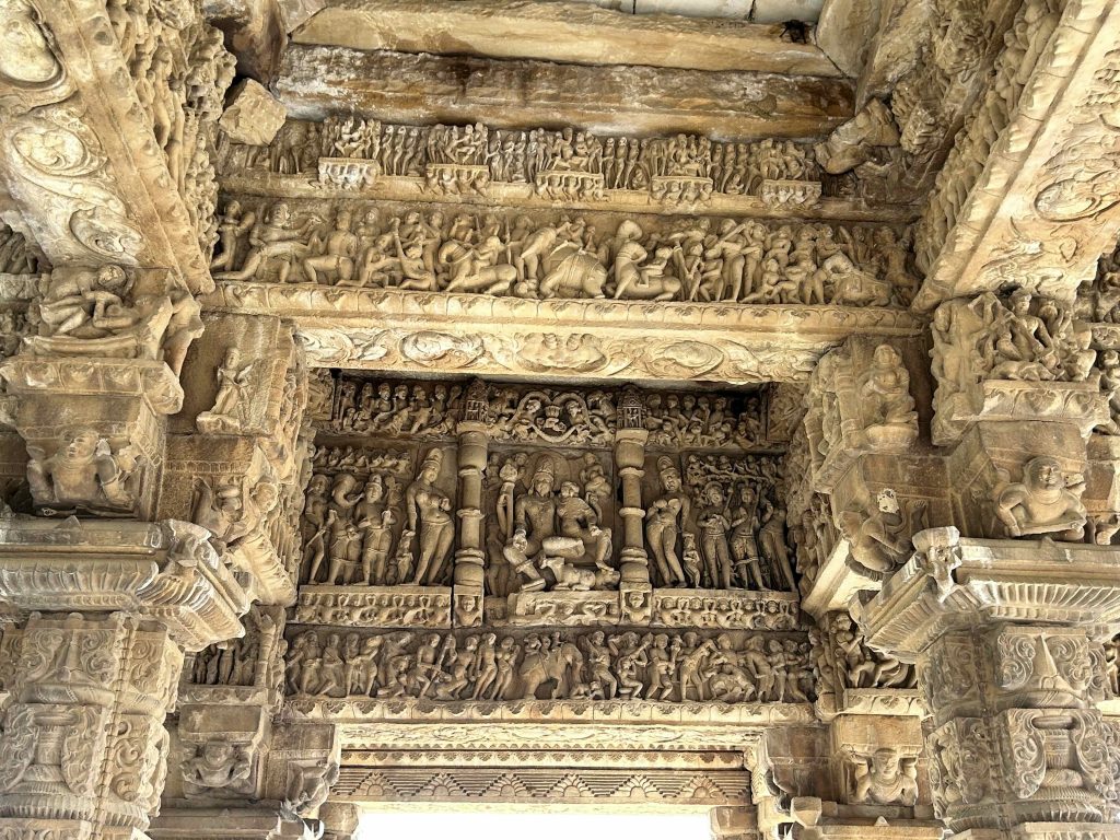 Intricate carvings on the Panels of Gadh Padavali